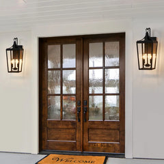 KAWOTI 2-Light Sandy Black Outdoor Wall Lantern Sconce - H20.12"