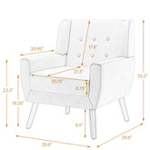 Modern Upholstered Faux Leather Tufted Armchair Linen Accent Chairs
