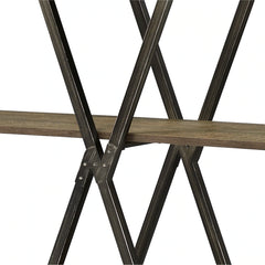 Leighton Industrial Oak and Gun Metal 5-Shelf Bookcase by Furniture of America