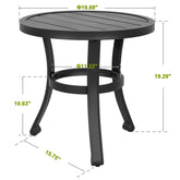 Metal Outdoor Side Table with Slatted Tabletop, Powder-Coated Frame