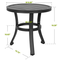 Metal Outdoor Side Table with Slatted Tabletop, Powder-Coated Frame