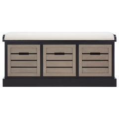 SAFAVIEH Mozella 3-Drawer Cushion Bench - 42" W x 15" D x 20" H - 42Wx15Dx20H