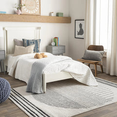 Livabliss Joel Mod Black/Ivory Ombre Geometric Striped Area Rug