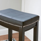 Linon Willamette Backless Barstool with Faux Leather Seat (Set of 2)