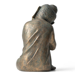 Glitzhome MGO Faux Bronze Buddha Garden Statue Monk Sculpture Indoor Outdoor Decor Fall Gifts