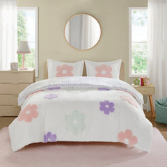 Intelligent Design Kids Madeline Floral Reversible Tufted Chenille Duvet Cover Set