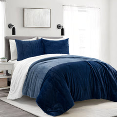 Lush Decor Farmhouse Color Block Ultra Soft Faux Fur All Season Kids Comforter Set