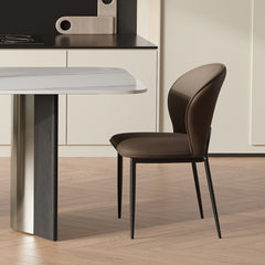 Modern Dining Chairs, Faux Leather, Light Gray & Brown Options, Set of 2
