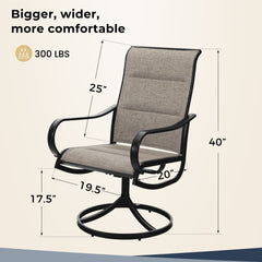 MAISON ARTS Patio Swivel Dining Chairs Set of 4, Metal Chairs with Textilene Padded Sling Fabric