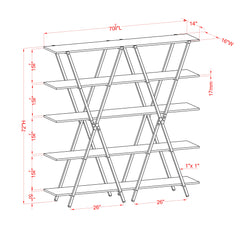 Leighton Industrial Oak and Gun Metal 5-Shelf Bookcase by Furniture of America