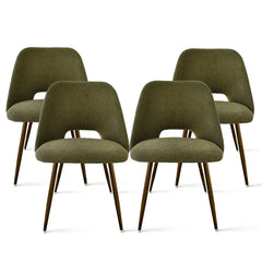 Upholstered Cutout Back Dining Chair with Walnut Leg(Set of 4)