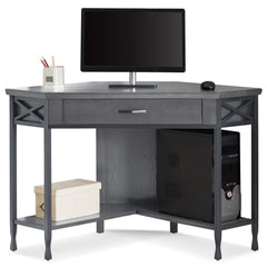 Grey Corner 1 Drawer Metal Computer/Writing Desk