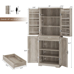 Farmhouse Kitchen Pantry Storage Cabinet with Door Shelves