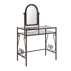 LinonLinon Angelica Glass-top Metal Vanity Set