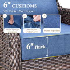 Meyreso Wicker Patio Swivel Glider Chairs with 6-Inch Cushions (2-Pack)