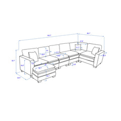 Modern U-Shaped 6-seat Corduroy Modular Sectional Sofa with 1 Ottoman