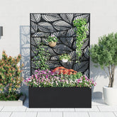 Metal Privacy Screen Planter Box, Raised Garden Bed for Climbing Plants, Veggies, Birch Leaf Style