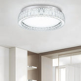 Chrome LED Flush Mount Ceiling Light With Clear Crystal Accents