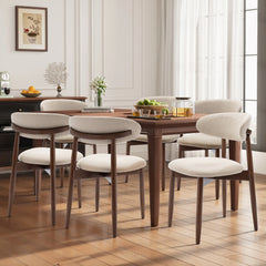 Modern Farmhouse Wooden Dining Chairs Upholstered Fabric Side Chairs with Floor Protectors