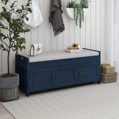Storage Bench with 3 Doors Shoe Bench with Removable Cushion
