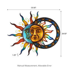 Glitzhome 33.5"L Metal Sun and Moon Wall Décor
