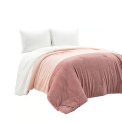 Lush Decor Farmhouse Color Block Ultra Soft Faux Fur All Season Kids Comforter Set