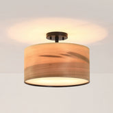 Breaux Wood Veneer Drum Semi Flush Mount Ceiling Light