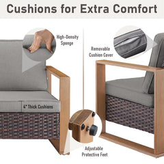 Gymojoy All-Weather Outdoor Sofa Swivel Chair Ottoman Sets