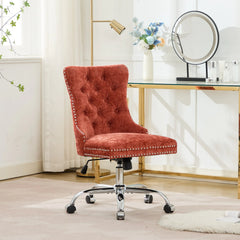 GDFStudio - Modern Chenille Tufted Upholstered Office Chair with Chrome Metal Base with Nailhead Trim and High-Rebound Cushion