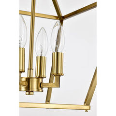 4-Light 12 in. Gold Cage Lantern Farmhouse Semi-flush Mount