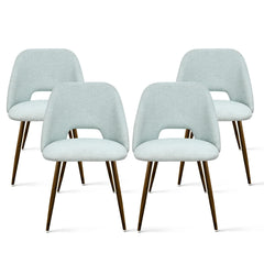 Upholstered Cutout Back Dining Chair with Walnut Leg(Set of 4)