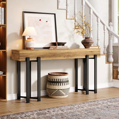 Farmhouse Wooden/ Metal Console Table for Living Room Entryway