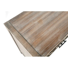HomeRoots 60" Natural and Brown Distressed Carved Geometric Sideboard with Four Doors - 59.8' X '33.9' X '15.7