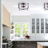 Laia 4-Light Metal Frame Textured Glass Panels Flush Mount