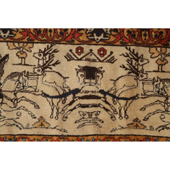 Pre-1900 Antique Vegetable Dye Kashan Mohtasham Persian Rug - 4'9"x 6'10"