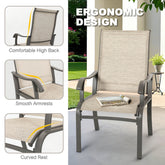 Patio Metal Textilene Dining Set of 5 with Umbrella Hole and High Backrest