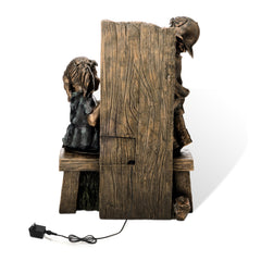 Glitzhome 26"H Polyresin LED Bronze Children Playing with Faucet Outdoor Water Fountain Boy and Girl Statue for Patio Garden