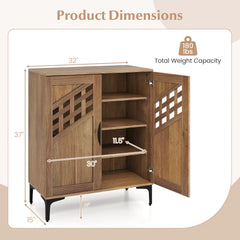 Gymax 4 Tier Shoe Cabinet w/ Doors Removable Shelves & Metal Legs for