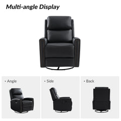 Fiacro 30.31"Wide Mid-Century Modern Genuine Leather Wingback Swivel Rocker Recliner with Nailhead Trims, Set of 2