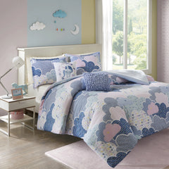 Intelligent Design Kids Cloud Blue Cotton 5-piece Duvet Cover Set