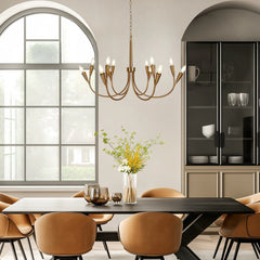 Modern Gold 12-Light Classic Candle Chandelier for Dining Living Room - D 36.2" x H 21.2"