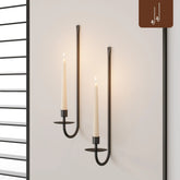 Set of 2 wall mount light black candle light iron hanging light