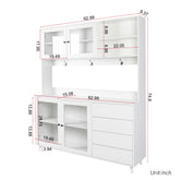 GDFStudio - Luttrell Modern 74.80" Tall Freestanding Kitchen Hutch Cabinet with Drawers and Microwave Shelf