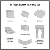 Madison Park Essentials Loretta 24-Piece Room in a Bag with Window Panels and Sheet Set