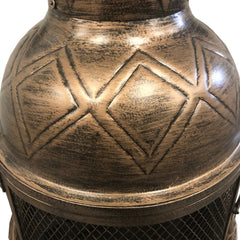 Steel and Cast Iron 36-in Antique Bronze and Black Chimenea