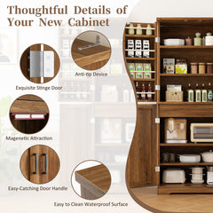 Farmhouse Kitchen Pantry Storage Cabinet with Door Shelves