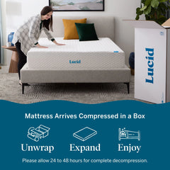 Lucid SureCool 12-inch Gel Memory Foam Mattress, Made in the USA