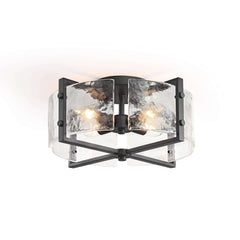 Laia 4-Light Metal Frame Textured Glass Panels Flush Mount