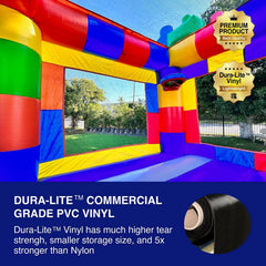 HeroKiddo Block Party Commercial Grade Inflatable Bounce House for Kids and Adults with Air Blower, Lightweight, Outdoor Fun