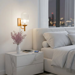 Sunny Ribbed Glass Wall Sconce with Brushed Bronze Base